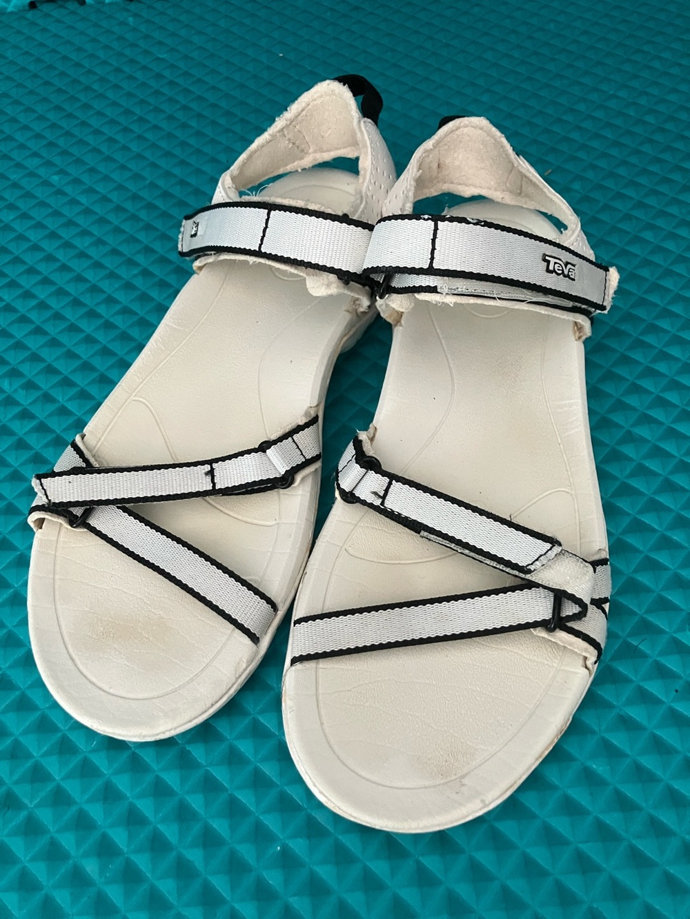 TEVA Women's Hiking Verra Sandals in a white and black color combination | 6.5